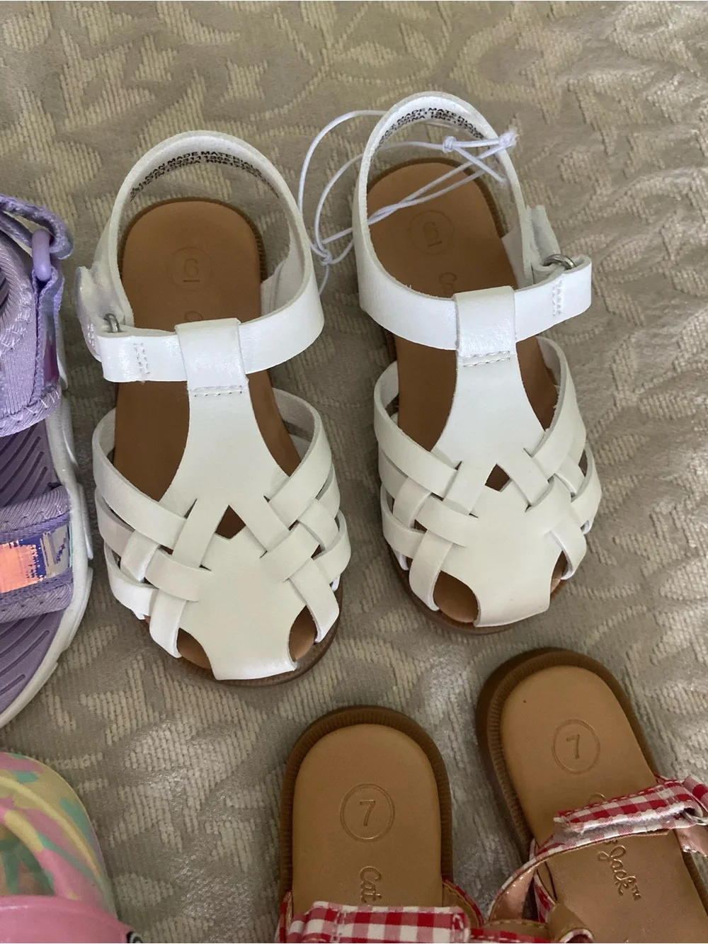 Cat & Jack  Pink Green Kids Clogs and sandals in gingham, purple and white NEW